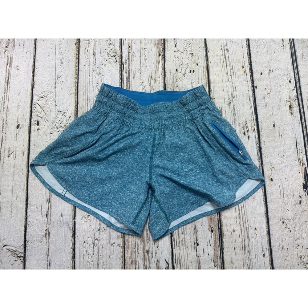 Lululemon Tracker V Running Hawaiian Blue Shorts Low Rise Womens Size 4 W7AT9S